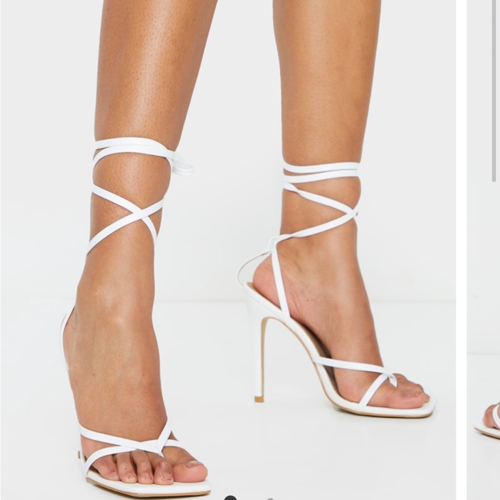 Brand new PLT white strappy sandal heels